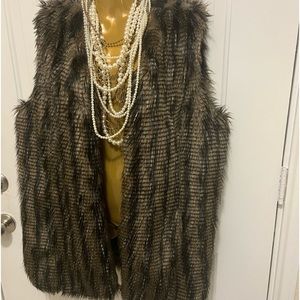 Chico's Faux Fur Open Front Vest